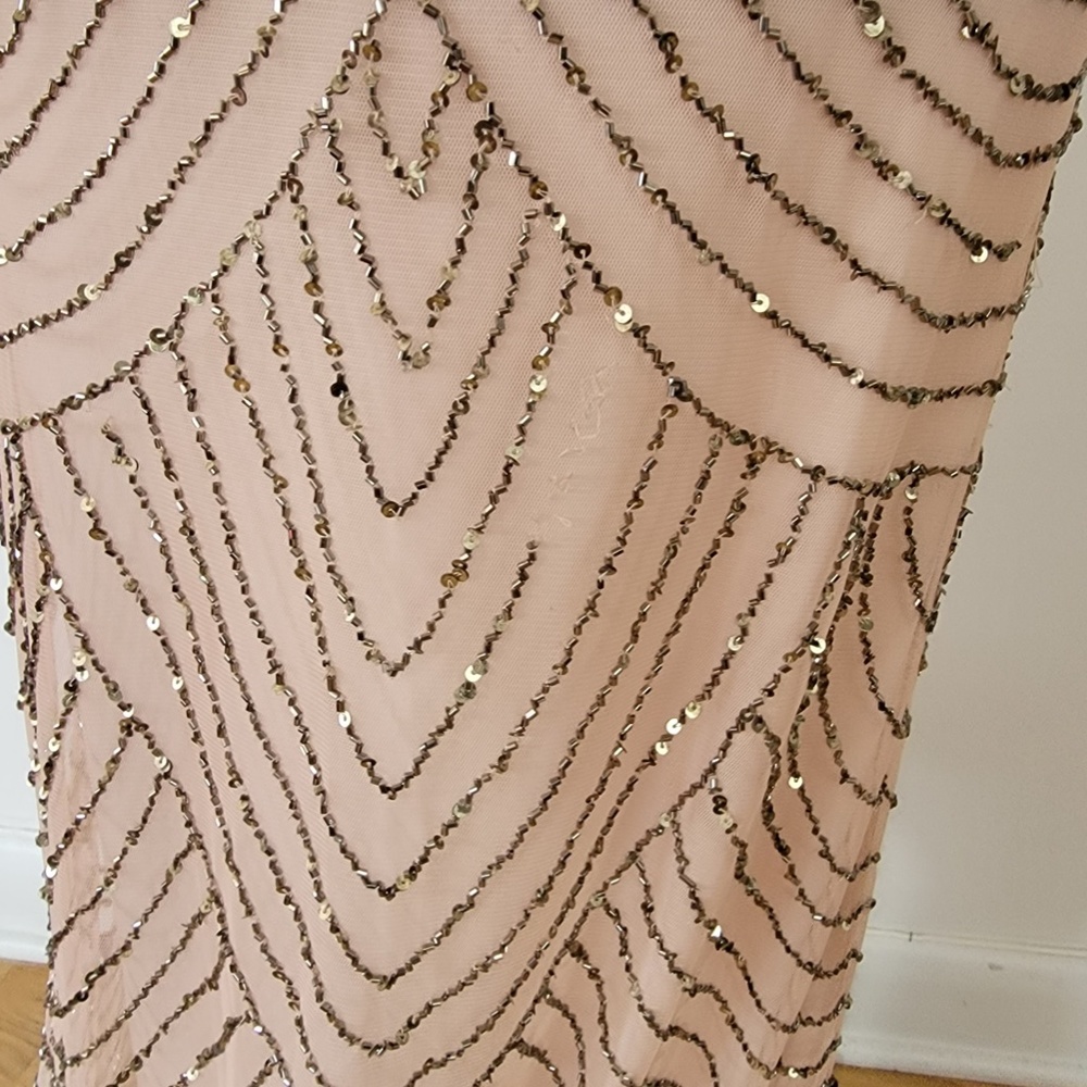 Adrianna Papell light pink beaded spaghetti strap gown - Picture 2 of 8